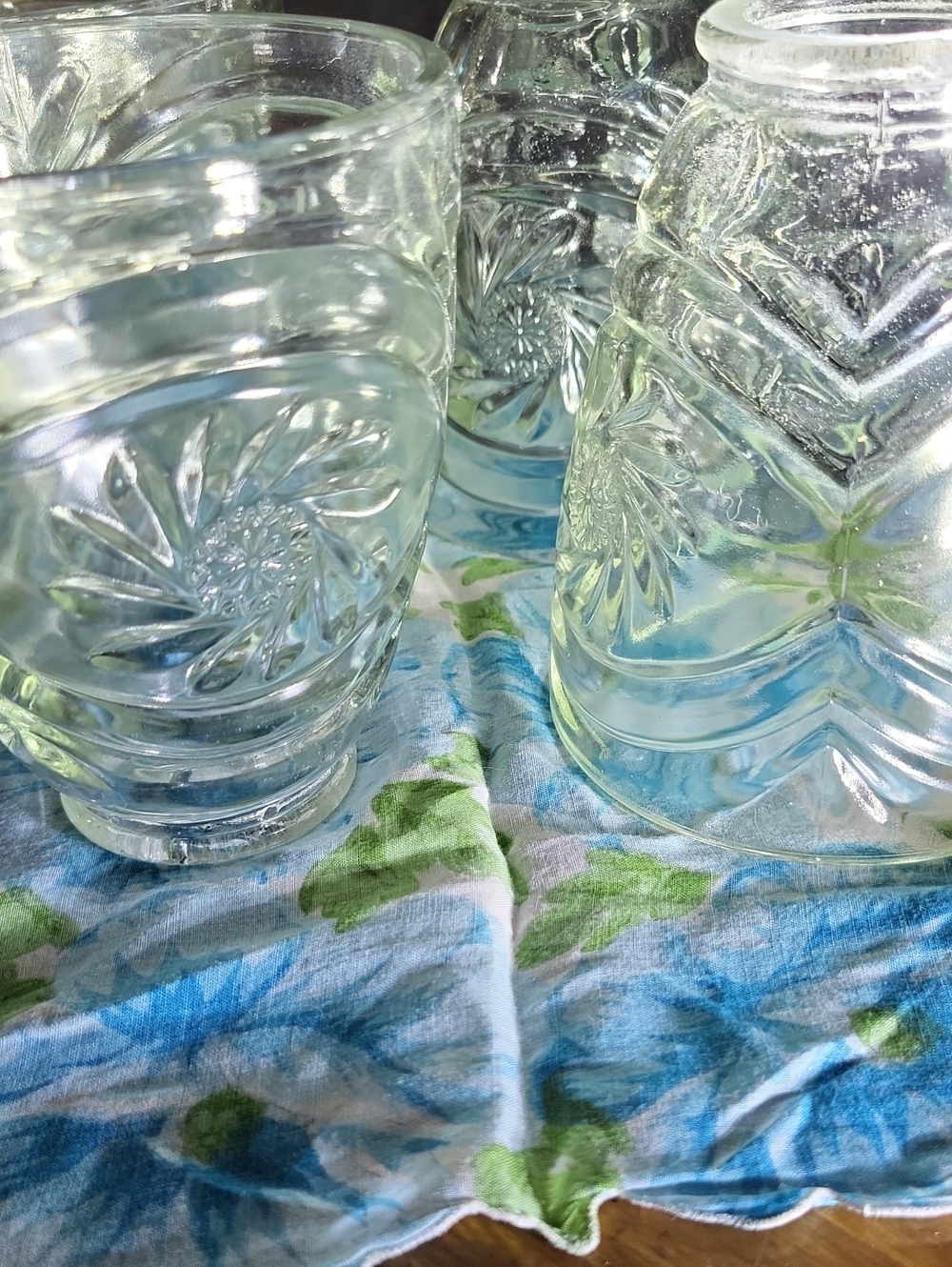 Clear Pressed Glass Shades with Floral Motif